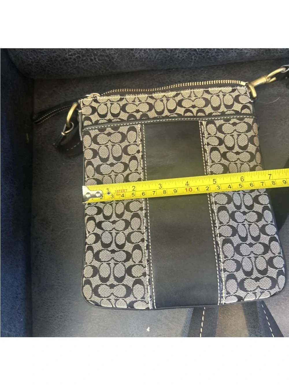 Coach Monogram Crossbody Bag in Navy and Gray